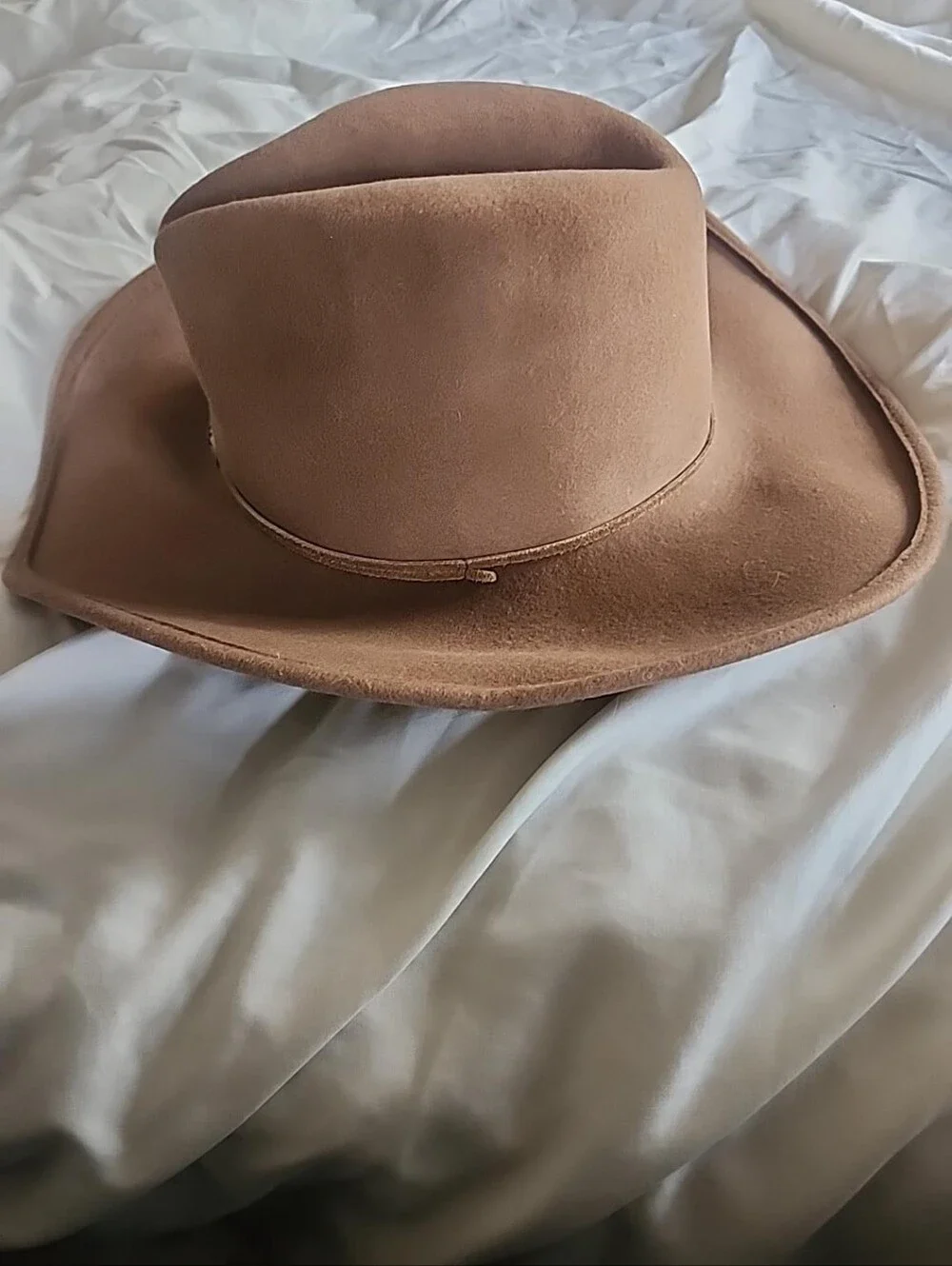 Vintage Old County Road 100% Wool Western Cowboy Hat L/XL Brown Tan Concho